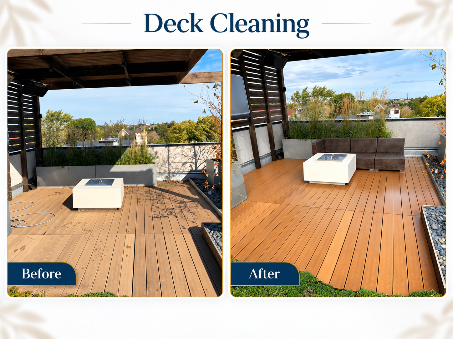 Deck cleaning before and after