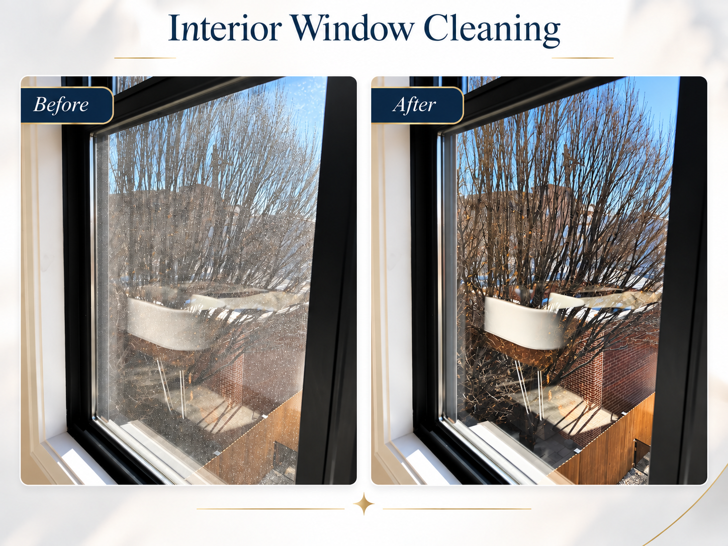 Interior window cleaning before and after